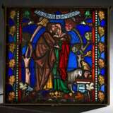 Kirchenfenster Bleiverglasung „Jacob und Rachel“, 19.Jh., mit integrierter Beleuchtung, 67,5x63,5cm - фото 1