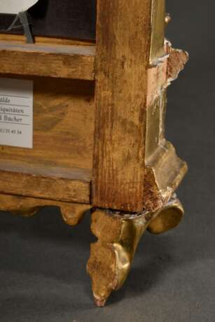 Kleines Andachtsbild „Trompetenengel“, Öl/Metall, in gotisierendem Historismus Rahmen, Holz vergoldet, wohl England um 1860/1880, kleine Defekte - photo 9