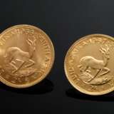 2 Gelbgold 916 „2 Rand Krügerrand" Münzen, 1966 und 1967, Südafrika, zus. 16g, Ø 2,2cm - photo 1