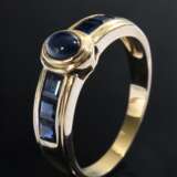 Gelbgold 750 Ring mit Saphiren im Cabochon- und Carréeschliff (5g, Gr. 61) - Foto 1