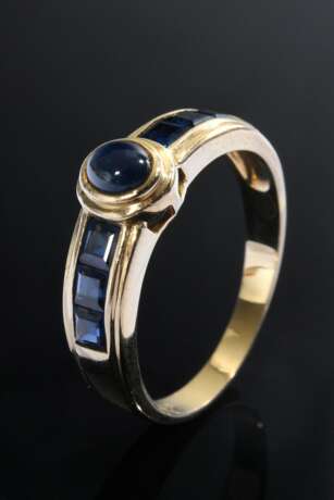 Gelbgold 750 Ring mit Saphiren im Cabochon- und Carréeschliff (5g, Gr. 61) - Foto 1