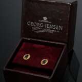 Paar Gelbgold 750 Georg Jensen "Moonlight Blossom" Ohrstecker mit Saphircabochons (3,3g, 10,6x8,8mm), gepunzt, in Originalbox - фото 3