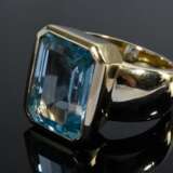 Breiter Gelbgold 585 Ring mit blauem Topas im Baguetteschliff, 10,5g, Gr. 52 - Foto 2