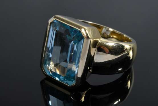 Breiter Gelbgold 585 Ring mit blauem Topas im Baguetteschliff, 10,5g, Gr. 52 - фото 2