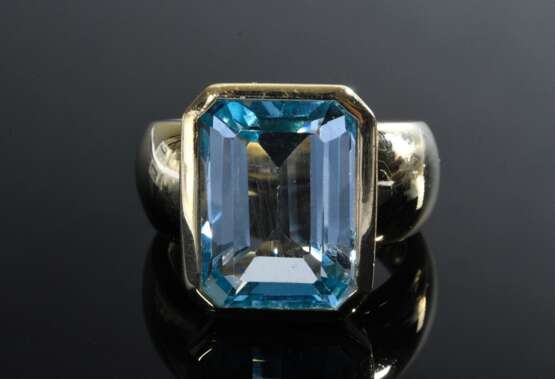 Breiter Gelbgold 585 Ring mit blauem Topas im Baguetteschliff, 10,5g, Gr. 52 - фото 3