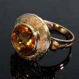 Gelbgold 585 Ring mit rundem Citrin, Handarbeit, 5,2g, Gr. 56 - photo 2