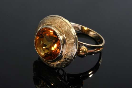 Gelbgold 585 Ring mit rundem Citrin, Handarbeit, 5,2g, Gr. 56 - photo 2