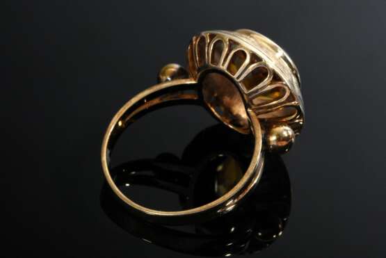 Gelbgold 585 Ring mit rundem Citrin, Handarbeit, 5,2g, Gr. 56 - photo 3