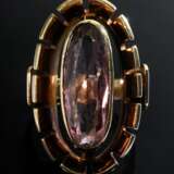 Gelbgold 585 Ring mit längsovalem rosé Turmalin, Handarbeit, um 1950, 15,2g, Gr. 56 - photo 4