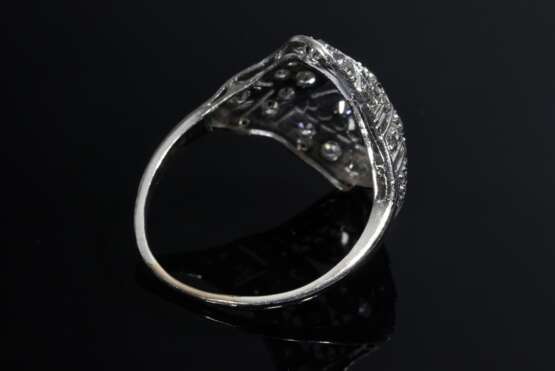 Rautenförmiger Platin Art Deco Ring mit Altschliff- und Achtkantdiamanten (zus. ca. 0.80ct/SI-P1/W-TCR), 3,2g, Gr. 56 - фото 3