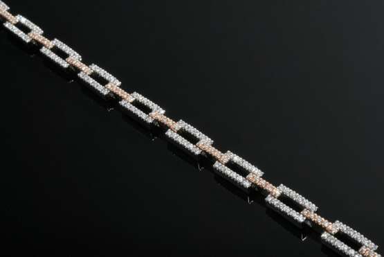 Zartes Weiß- und Rosegold 585 Armband mit geometrischen Gliedern und Brillanten (zus. ca. 1.50ct/VSI/W), 13g, L. 18cm - photo 2