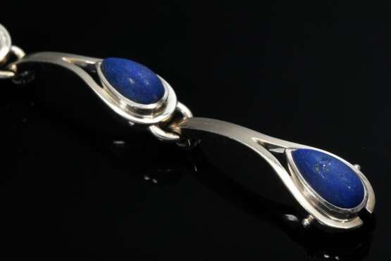 Weißgold 750 Armband mit 5 Lapislazuli Cabochon Tropfen, 70er Jahre, 30,1g, L. 19,5cm - photo 2