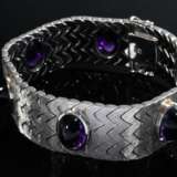 Weißgold 585 Armband mit 7 hohen Amethyst Cabochons, 59,3g, L. 42,9xB.1,8cm, leichte Tragespuren - photo 1