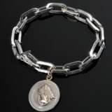 Weißgold 585 Kettenglieder Armband mit Weißgold 750 Anhänger "Fortuna", 57g, L. 21,3cm, Tragespuren - Foto 1