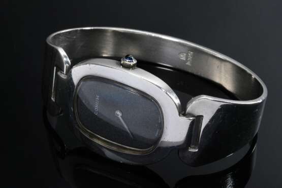 Vintage Silber 925 Corum "Love Bond" Damen Spangen-Armbanduhr, Handaufzug, synthetischer Saphircabochon auf der Krone, Schweiz, Innendurchmesser 6,5x4,2cm, gangbar (keine Garantie auf Werk und Funktionalität) - Foto 2