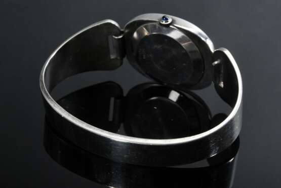 Vintage Silber 925 Corum "Love Bond" Damen Spangen-Armbanduhr, Handaufzug, synthetischer Saphircabochon auf der Krone, Schweiz, Innendurchmesser 6,5x4,2cm, gangbar (keine Garantie auf Werk und Funktionalität) - photo 4