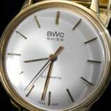 BWC Swiss Gelbgold 585 Herrenarmbanduhr, Automatic, Milanaiseband (ausgetragen), Stundenstrichindizes, große Sekunde, 63,1g, L. 19,2, gangbar (keine Garantie auf Werk und Funktionalität) - фото 4