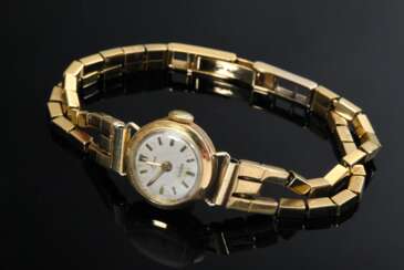 Gelbgold 750 Onsa Damenarmbanduhr, Handaufzug, um 1950, 25g, L. 18,8cm, gangbar (keine Garantie auf Werk und Funktionalität)