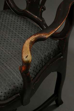 Schwarz gefasster Armlehnsessel in barocker Façon, H. 49/97,5cm - Foto 4