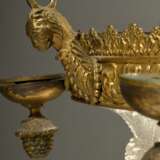 Deckenlampe im Empire Stil mit geschliffener Kristall Kuppel in schwerer Bronze Montierung mit 6 Kerzentüllen, um 1900, Ø ca. 32cm, H. ca. 48cm - фото 5