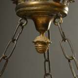 Deckenlampe im Empire Stil mit geschliffener Kristall Kuppel in schwerer Bronze Montierung mit 6 Kerzentüllen, um 1900, Ø ca. 32cm, H. ca. 48cm - фото 7