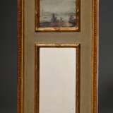 Miniaturspiegel mit Malereiszene im Giebel "Reisende am Fluss", grün-gold gefasst, um 1780/1800, 56,5x30,5cm - photo 1
