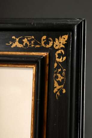 Plattenrahmen nach Renaissance Vorbild mit Vergoldung, mit Druck "Hélène chéz Archimede II" nach Pablo Picasso, FM 41x31cm, RM 57x47cm, Altersspuren - photo 2