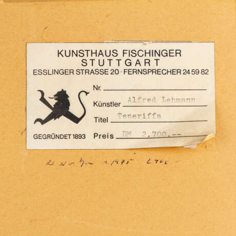 LEHMANN, ALFRED (Stuttgart 1899-1979), "Tenerfiffa", - Foto 5