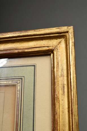 4 Vergoldete Graphik Leisten in schlichter Façon, mit Lithographien "Paris" (stockfleckig), FM 41,5x50cm, RM 46,5x52,2cm, kleine Defekte - Foto 2