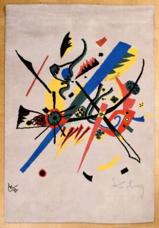 Kandinsky, Wassily (1866-1944) Wandteppich "Kleine Welten I", getuffte Wolle nach einer Arbeit von 1922, u. sign./dat., verso Klebeetikett "EGE AXMINISTER A/S Denmark 1988, The 20th Century collection Ege … - Foto 1