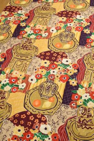 Paar Vorhangschals mit Druckdekor "Blumenvasen" in sommerlichen Farben, Charleston Farmhouse Collection, hell unterfüttert, 294x126cm, neu angefertigt, unbenutzt - photo 2
