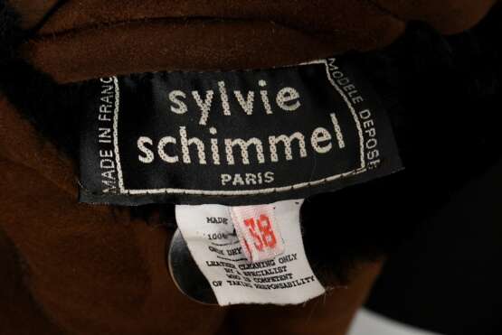 Gerade geschnittene Shearling Wendejacke mit beidseitigen Taschen und Knöpfen, Lammfell schwarz gefärbt und braunes Wildleder, Sylvie Schimmel/ Paris, Gr. 38 - фото 7