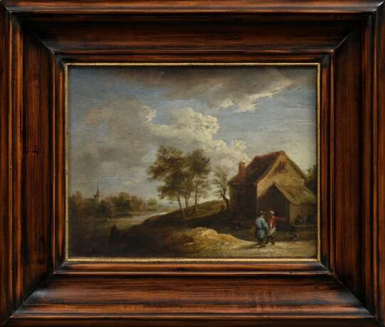 Teniers, David d. Jüngere (1610-1690) "Flußlandschaft mit Bauernkate und Personen", Öl/Holz, parkettiert, u. M. monogr., hinter Glas, 17,6x22,6cm (m.R. 30x34,5cm) - Foto 2