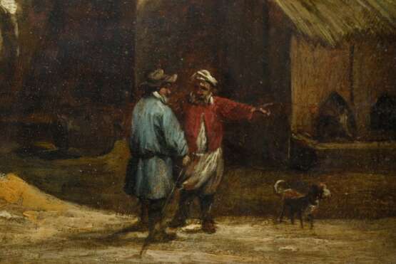 Teniers, David d. Jüngere (1610-1690) "Flußlandschaft mit Bauernkate und Personen", Öl/Holz, parkettiert, u. M. monogr., hinter Glas, 17,6x22,6cm (m.R. 30x34,5cm) - фото 3