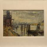 Jensen, Carl Hans (1887-1961) zugeschrieben "Hamburger Hafen" 1955, Öl/Malkarton, u.l. sign., 25,6x39,5cm (m.R. 45x58,3cm) - photo 2