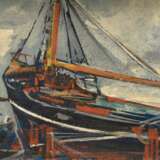 Reimer, Tom (1906-1975) "Schiff in der Sietas-Werft" um 1955, Öl/Malpappe, verso bez., 21,2x29,8cm (m.R. 27,5x36,5cm), leicht verschmutzt - photo 1