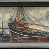 Reimer, Tom (1906-1975) "Schiff in der Sietas-Werft" um 1955, Öl/Malpappe, verso bez., 21,2x29,8cm (m.R. 27,5x36,5cm), leicht verschmutzt - photo 2