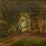 Kirchner, Albert Emil (1813-1885) "Waldweg im Sommer" 1858, Öl/Leinwand, u.l. monogr./dat., verso Klebeetikett "Galerie Commeter/Hbg." und Besitzerangaben, Prunkrahmen, 56,5x70cm (m.R.… - фото 1