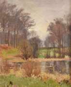 Обзор. Kuchel, Max (1859-1933) &amp;quot;Norddeutsche Landschaft mit See&amp;quot;, Öl/Leinwand, 38x30,5cm (m.R. 47,5x38,5cm), min. Defekt, Provenienz: Besitz des Künstlers