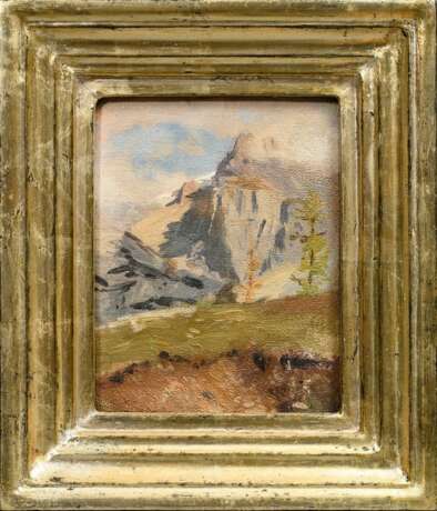 Unbekannter Künstler um 1900 "Matterhorn", Öl/Leinwand auf Malpappe kaschiert, getreppter, vergoldeter Rahmen, 16,5x12,5cm (m.R. 24,5x21cm), kleiner Randdefekt - photo 2