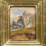 Unbekannter Künstler um 1900 "Matterhorn", Öl/Leinwand auf Malpappe kaschiert, getreppter, vergoldeter Rahmen, 16,5x12,5cm (m.R. 24,5x21cm), kleiner Randdefekt - photo 2