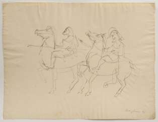 Bargheer, Eduard (1901-1979) &quot;Zwei griechische Reiter&quot; 1941, Tinte, u.r. sign./dat., 32,2x43,5cm, leicht fleckig, Altersspuren