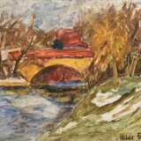 Flinte, Hilde (1923-1995) "Hamburger Brücke", Aquarell/Bleistift, u.r. sign., 28,5x35,7cm (m.R. 53,5x63,5cm), kleine Defekte - Foto 1