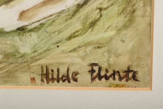 Flinte, Hilde (1923-1995) "Hamburger Brücke", Aquarell/Bleistift, u.r. sign., 28,5x35,7cm (m.R. 53,5x63,5cm), kleine Defekte - Foto 3