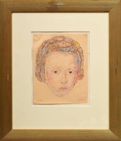 Hüther, Julius (1881-1954) "Portrait einer Frau mit Flechtfrisur", Gouache, u. sign., freigestellt gerahmt, 24,5x19cm (m.R. 49,5x42,5cm), Provenienz: Slg. Gustav Bürger/München - photo 2