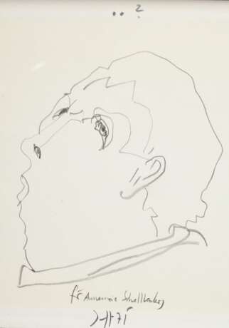 Janssen, Horst (1929-1995) "Männerportrait" 1975, Bleistift, u.m. sign./dat./gewidmet, 21x27,5cm (m.R. 22x28,3cm) - photo 2