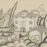 Leissler, Arnold (1939-2014) "Landhaus in Fiesole" 1976/77, Bleistift/Silberstift auf Karton, weiß gehöht, u.r. sign./dat., verso bez., freigestellt gerahmt, vergoldete Berliner Leiste (kleine Defekte), 15,5x20… - фото 1