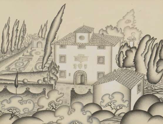 Leissler, Arnold (1939-2014) "Landhaus in Fiesole" 1976/77, Bleistift/Silberstift auf Karton, weiß gehöht, u.r. sign./dat., verso bez., freigestellt gerahmt, vergoldete Berliner Leiste (kleine Defekte), 15,5x20… - photo 1