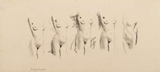 17 Mayershofer, Max (1875-1950) "Weibliche Aktzeichnungen", Kohle, je sign., je im Passepartout montiert, in Klappmappe, BM ca. 14,5x20-31x43cm (m.PP. 30x45-33x49cm), z.T. fleckig und kleine Defekte, Provenienz… - фото 18
