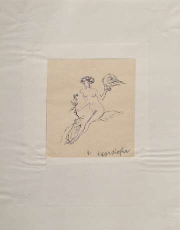 Mayershofer, Max (1875-1950) "Skizzenbuch", Tinte, mit 21 eingebundenen und eingeklebten Skizzen (v.a. Fantastisches und Alltagsszenen), je sign., BM ca. 10x8,5-15x9,5cm (40x30,5cm), Blätter z.T. lose, leichte … - Foto 14